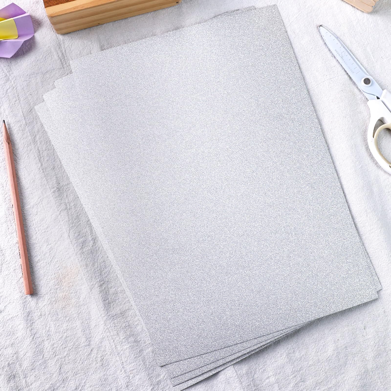 VGOODALL 27 Blatt Perglanz-Papier, DIN A4 Silbermetallisches Bastelpapier mit Perlmutt-Schimmer Glitzerpapier 250 g/m²