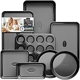 Slow Slog Nonstick Baking Pans Set, 8-Piece Stackable Bakeware Sets, Non-Toxic Oven Pan Set, Includes Baking Sheet, Cake Pan, Muffin Pan, Loaf Pan, Square Pan, Cookie Sheet & Roasting Pan, Black