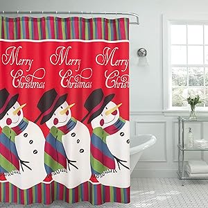 Creative Home Ideas Christmas Textured Shower Curtain, 70x72, Red/Green/White/Blue/Black