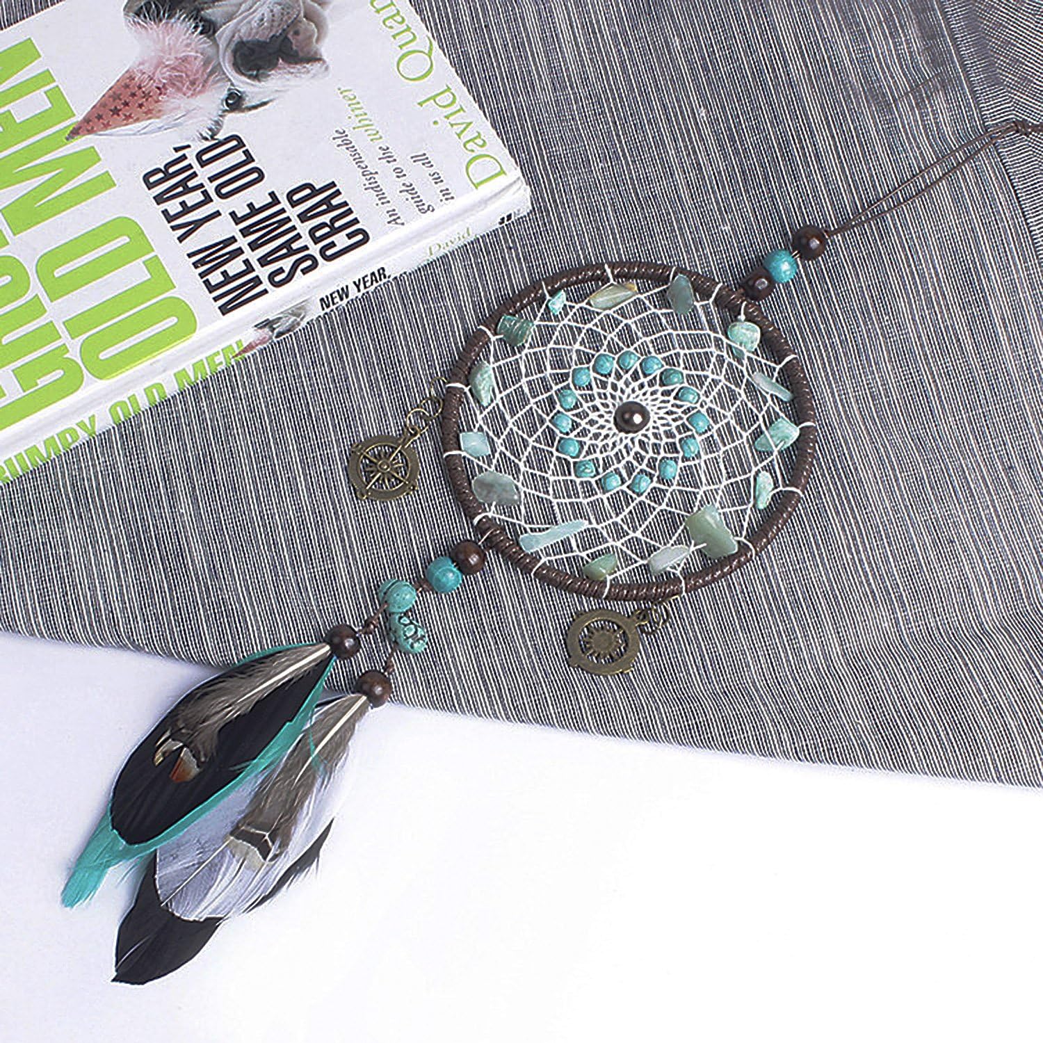 Amazon ドリーム 車内 装飾 ルームミラーアクセサリー 吊下げ型 フェザー 羽根 おしゃれ 入り口 窓 玄関 車内飾り 民族風 平安祈り 風水物 カーアクセサリー 4色 ルームミラー用デコレーション 車 バイク