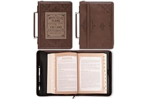 Christian Art Gifts Men's Classic Bible Cover A Man’s Heart Proverbs 16:9, Brown/Tan Faux Leather, Large