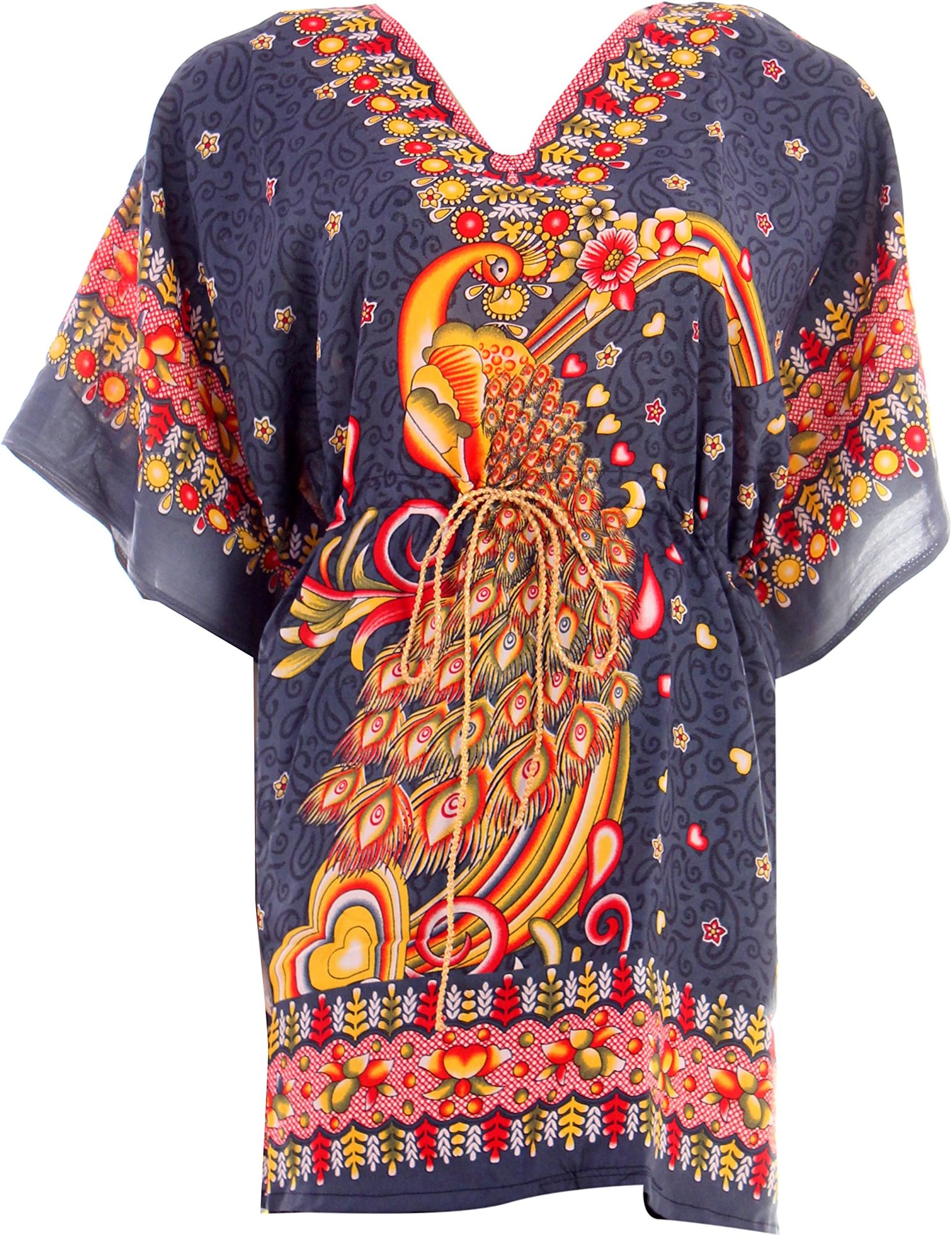 Hastkala Women's Kaftan / Caftan / Caftans Peacock Kaftan Beachwear Swimwear Short Kaftan Summer Cocktail Dress Kimono Dress