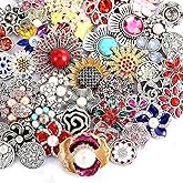10PCs Mixed Style Rhinestones Snaps Jewelry Charms Ginger Buttons 18/20mm for Interchangeable Snaps Jewelry Making Women DIY Bracelets Necklaces Rings Brooch Accessories(Multi-Color)