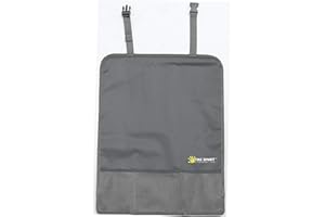 TIKE SMART Luxury Clean-Edge Kick Mat w/Mesh Pocket - Seat Back Protector and Seat Cover with Invisible Strap and Stiff Edging - Gray/Grey (1 Mat)