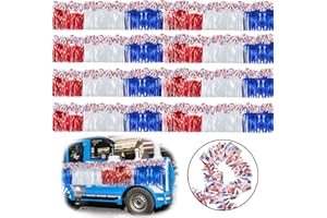 BRBECON 8 Pcs Patriotic Parade Float Decorations for 4th of July, Including 4 Pcs 9.9ft Foil Patriotic Fringe and 4 Pcs 9.9ft Tinsel Garland - Red White and Blue Decorations are the Perfect for Patriotics