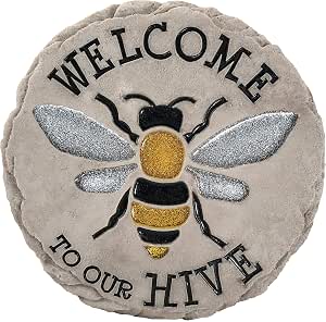 Spoontiques Tuinsteen – ‘Welcome To The Hive’ – Handgeschilderd – 24,5 Cm Diameter – Voor Tuinpad Of Muur