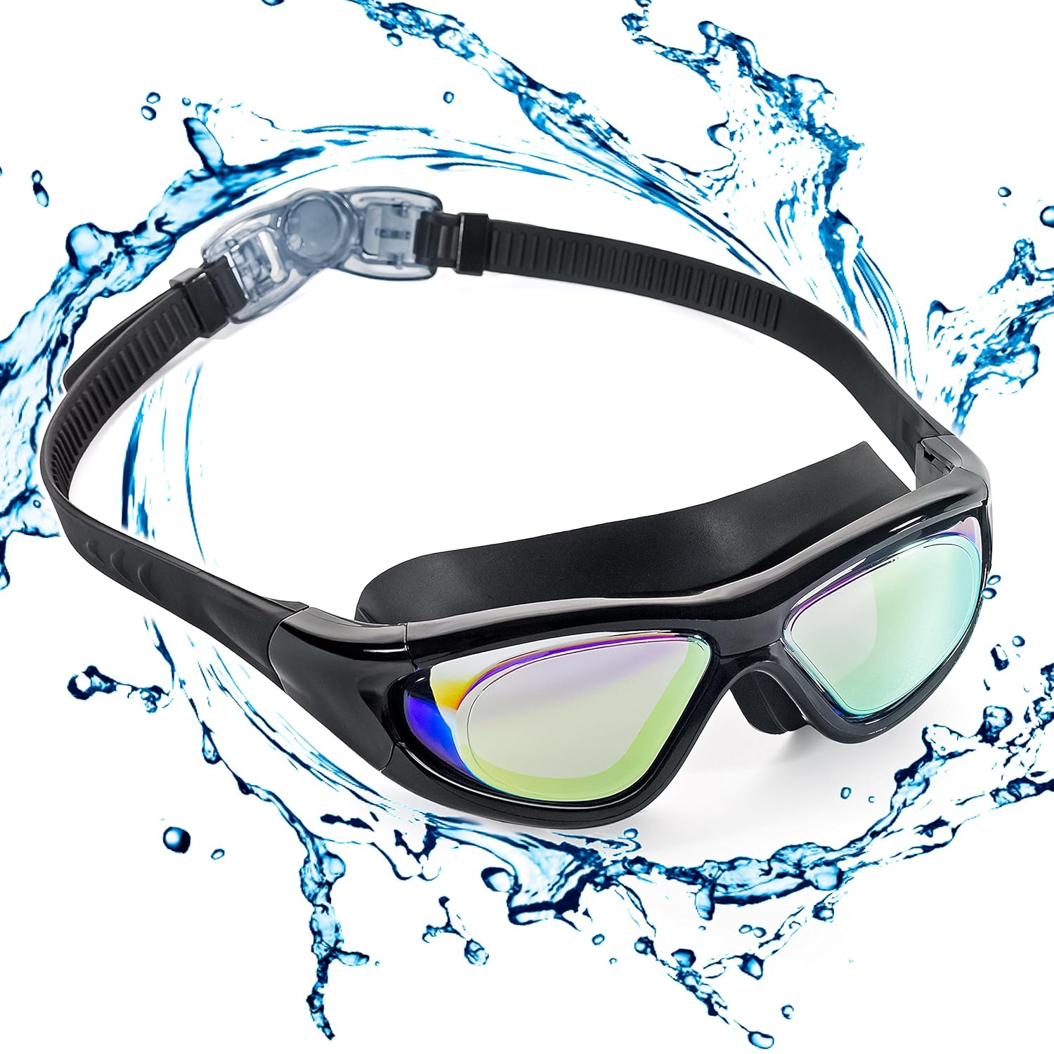 ZetHot Big Frame Swim Goggles, Polarized Swimming Goggles No Leaking