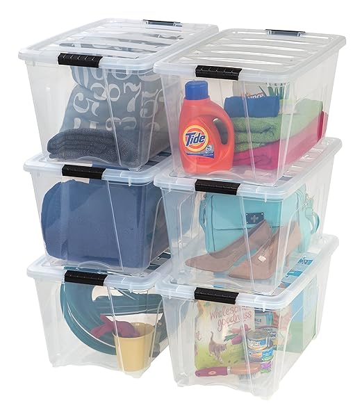 IRIS USA 54 QT STACKABLE PLASTIC STORAGE BINS...