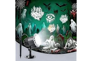 ALINKEY Halloween Projector Lights Outdoor, 4 Rotating Dynamic Ghost Decorations Light, Waterproof Scary Skull Holiday Lights for Yard Patio Window Garden Wall Party Decor, Indoor & Outdoor