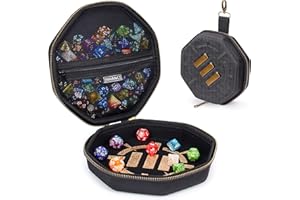 ENHANCE DND Dice Tray and Case - DND Dice Holder for up to 150 D&D Dice with Rugged Hard Shell Exterior and Protective Soft Interior - Rolling Tray Perfect for Game Night (Black)