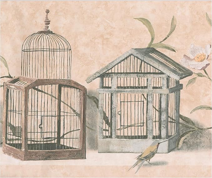 Antique Bird Cages Brown Beige Wallpaper Border Retro Design Roll Antique Bird Cages Brown Beige Wallpaper Border Retro Design Roll Images, Photos, Reviews