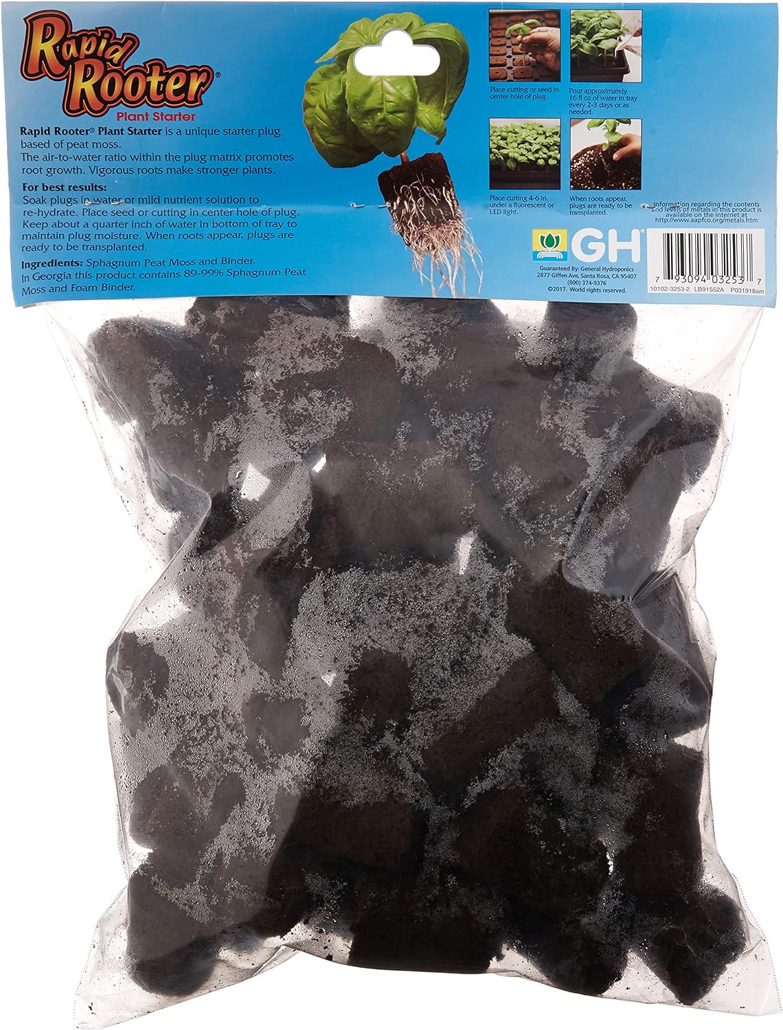 General Hydroponics HGC714135 Rapid Rooter Plant Starters, 50 Plugs, Black : Plant Germination Kits : Garden & Outdoor