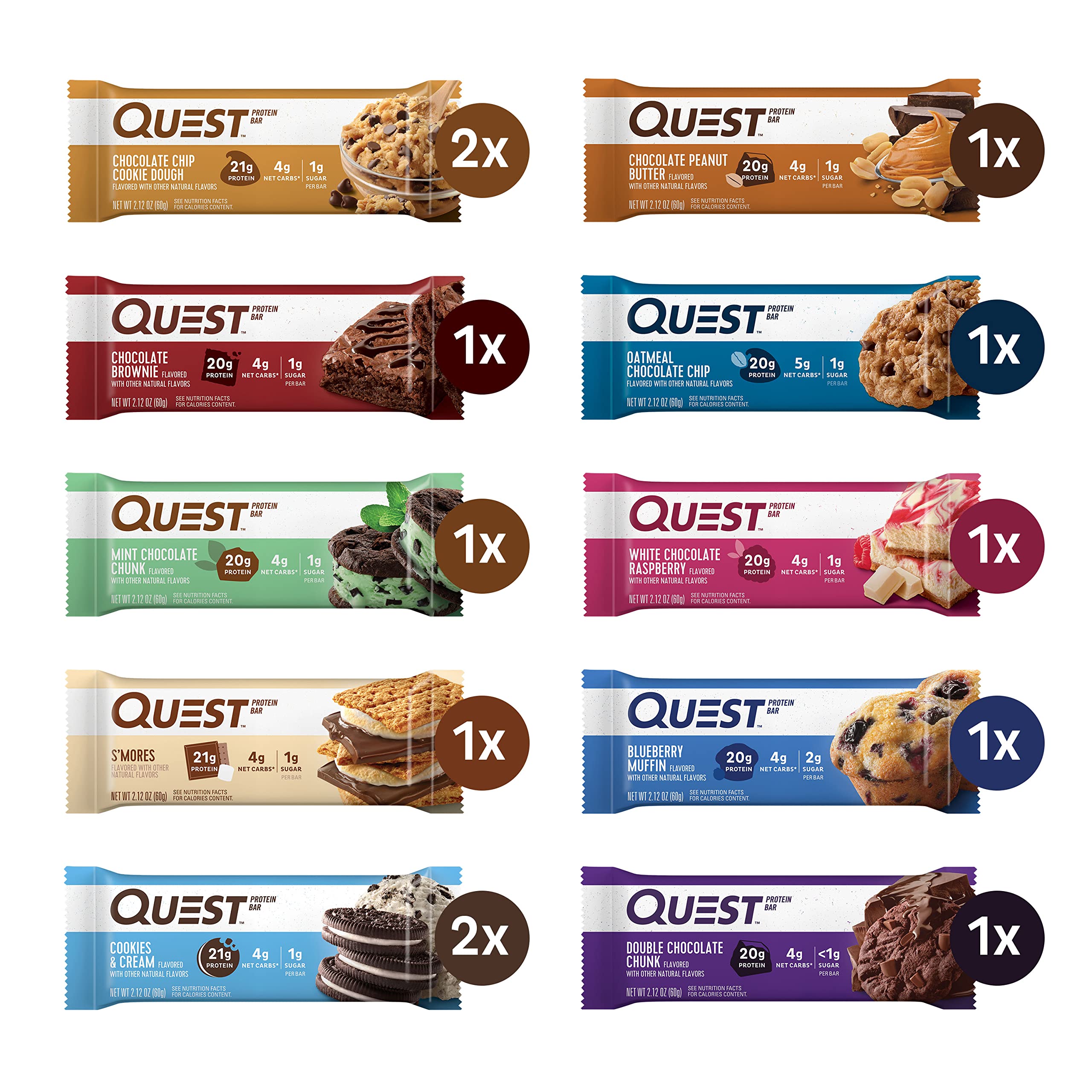 Quest Nutrition Ultimate Variety Pack Protein Bars, High Protein, Low ...