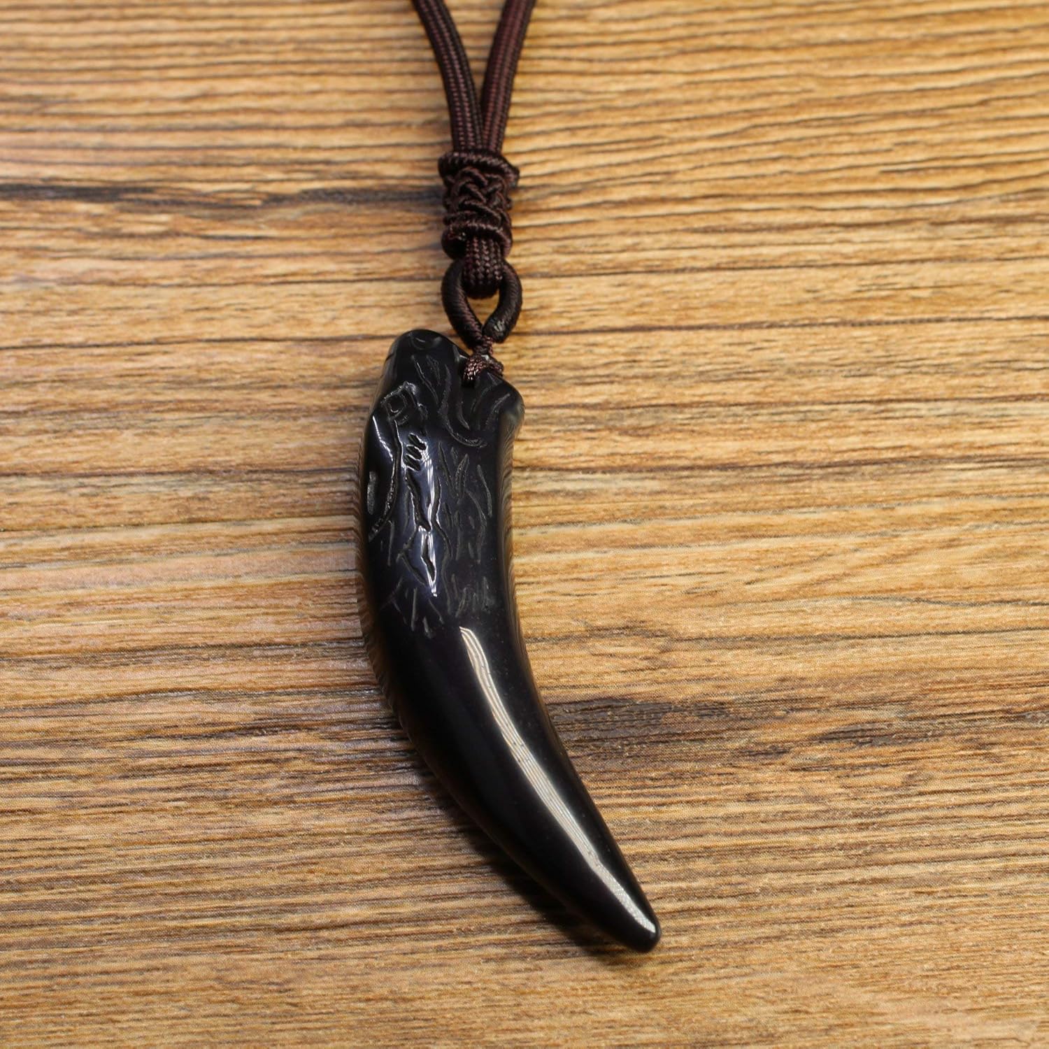 COAI Viking Jewelry Healing Crystal Black Obsidian Necklace, 70 cm - Image 3