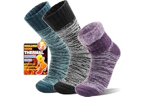 3 Pairs Warm Thermal Socks for Women & Men Winter Thick Ski Insulated Crew Boot Socks for Cold Weather