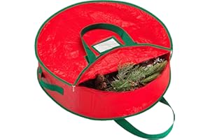 Handy Laundry Christmas Wreath Storage Bag - Durable, Tarp Material, Zipper, Sturdy Carry Handles, Pest Protection - Ideal Home, Garage Organization for Seasonal Holiday Wreath Decorations (30")