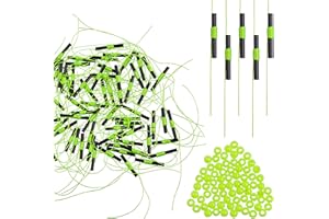 AGOOL Bobber Stops for Fishing Floats, 100Pcs Slip Bobber Stop Knots with Plastic Beads Bobber Stoppers for Fishing Line or Fishing Leader Saltwater Freshwater Fishing Tackle