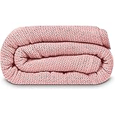 Linteum Textile Supply Leno Weave Rose Blanket, Queen 100% Cotton, Lightweight, Warm, Fluffy, Premium and Durable Soft & Cozy Bed Blanket for Home, Couch, Sofa & Dorm, All Season Throw [90x90]