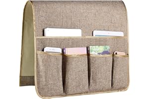 FLYILY Sofa Armrest Organizer Non-Slip Arm Chair Hanging Caddy Remote Control Holder for Magazine, Phone, Books, Glasses(DarkBrown,19in)