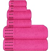MALLONI HOME Ultra Soft 6 Pack Cotton Towel Set, Contains 2 Bath Towels 28x55 inch, 2 Hand Towels 16x24 inch & 2 Wash Coths 12x12 inch, Ideal Everyday use, Compact & Lightweight - Hot Pink