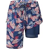 Mens Swim Trunks 9" Board Shorts with Compression Liner Swimsuit Built-in Bathing Suit Quick Dry Swimwear Zipper Pocket