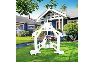 WAGEVEDEX 28'' x 27'' Outdoor Nativity Scene Set Christmas Decor - Weatherproof Lawn Signs Jesus Birth Manger Religious Scene Christmas Decorations for Yard Garden Walkway Home Pathway Holiday (White)