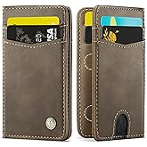 PlusnapX Slim Wallet for Men RFID Blocking Credit Card Holder Bifold Front Pocket Mini Wallet with 8 Card Slots and 2 Cash Pockets, Minimalist PU Leather Small Travel Purse Compact Gift for Him, Brown