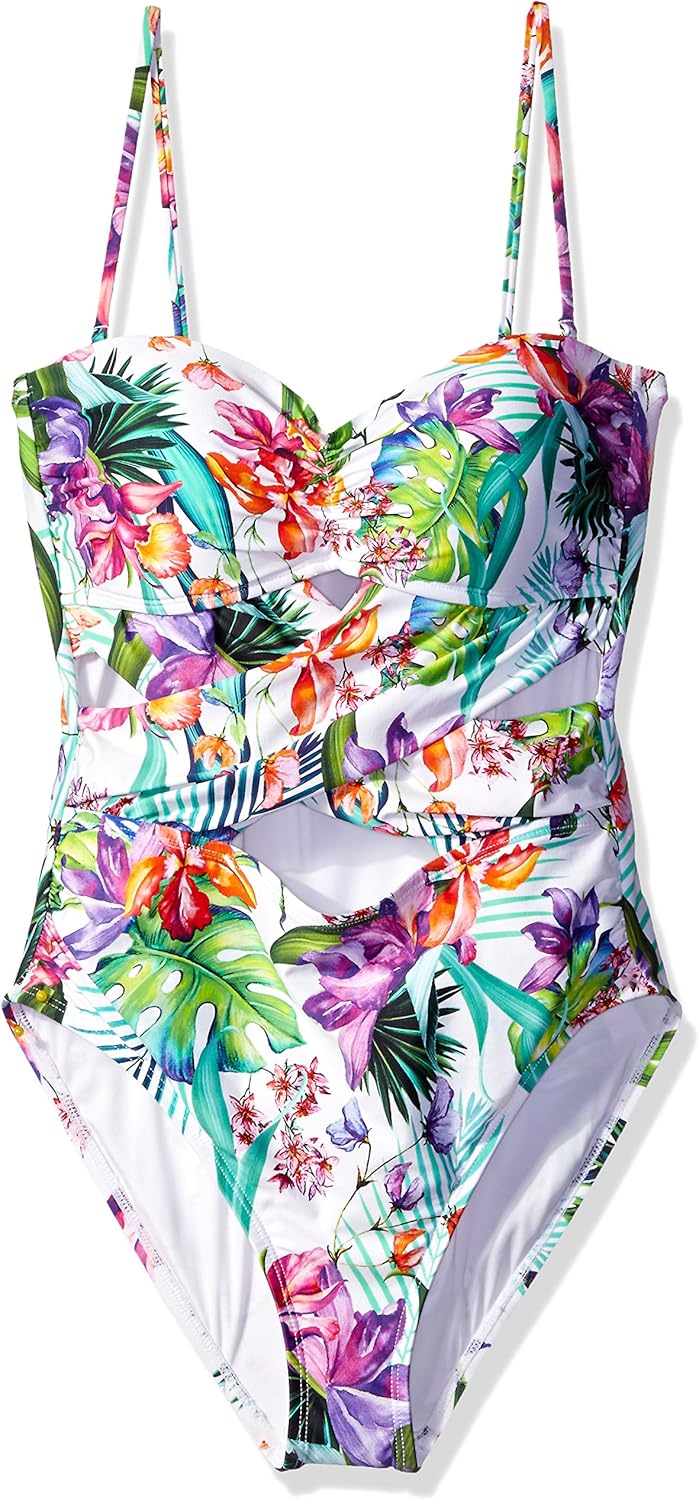 La Blanca Women's Calypso Island Cut Out Bandeau One Piece Swimsuit at