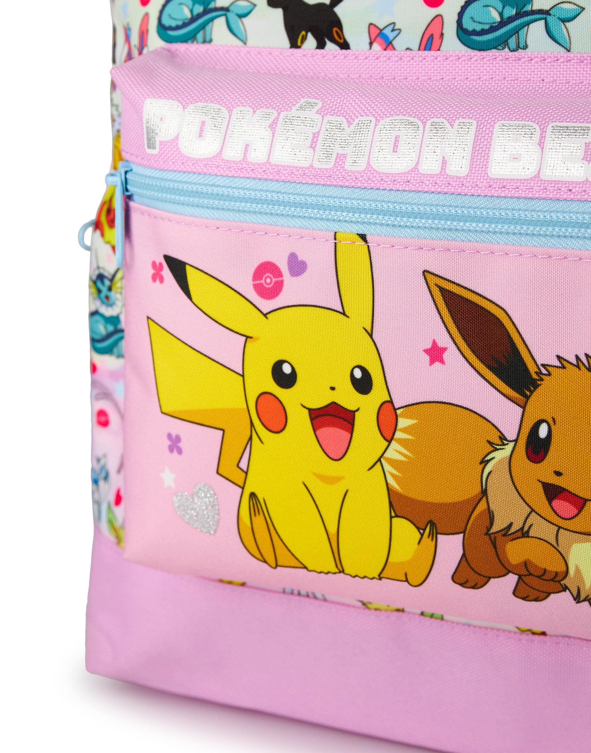 Pokemon Girls Pink Glitter School Backpack | Eevee Besties Design with Pikachu | Dream Bag for Endless Fun and School Days and Beyond