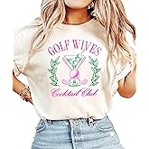 Golf Wives Cocktail Club Shirt for Women Funny Golf Ball and Club Tee