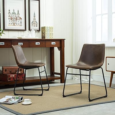 Roundhill Furniture Lotusville Vintage PU Leather Dining Chairs