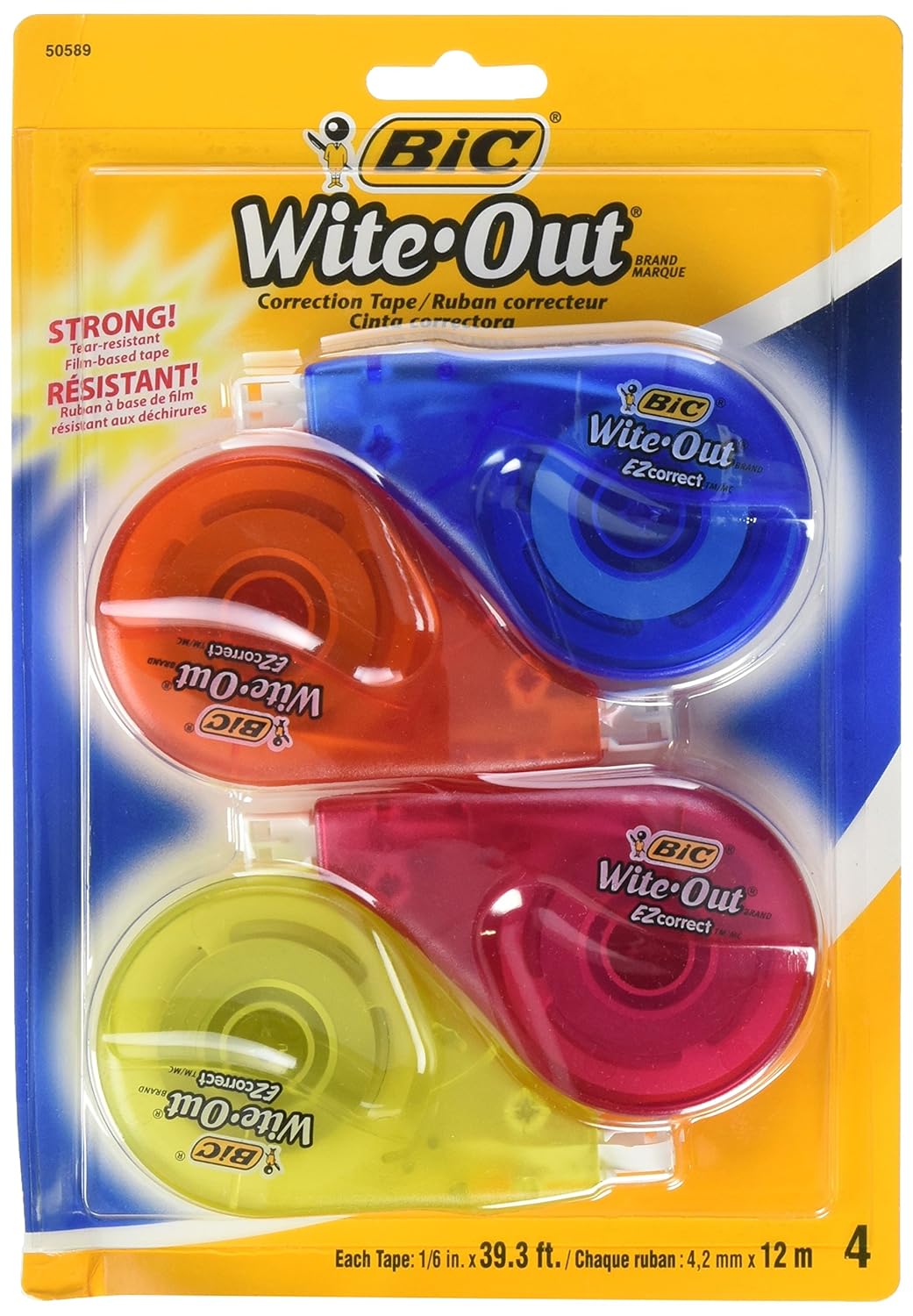 BIC White-Out Brand EZ Correct Correction Tape, 4 Count (WOTAPP418-WHI): Prime Pantry