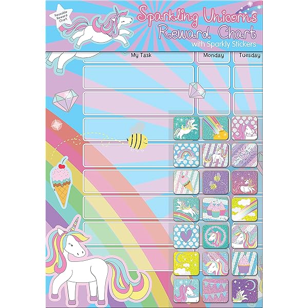 Amazon.com: Paper Projects 01.70.30.018 Sparkling Unicorns Reward Chart and  56 Sparkly Stickers : Toys & Games