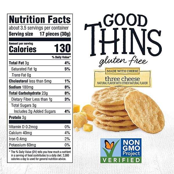 GOOD THINS THREE CHEESE RICE & CHEESE SNACKS GLUTEN FREE CRACKERS, 3.5 OZ