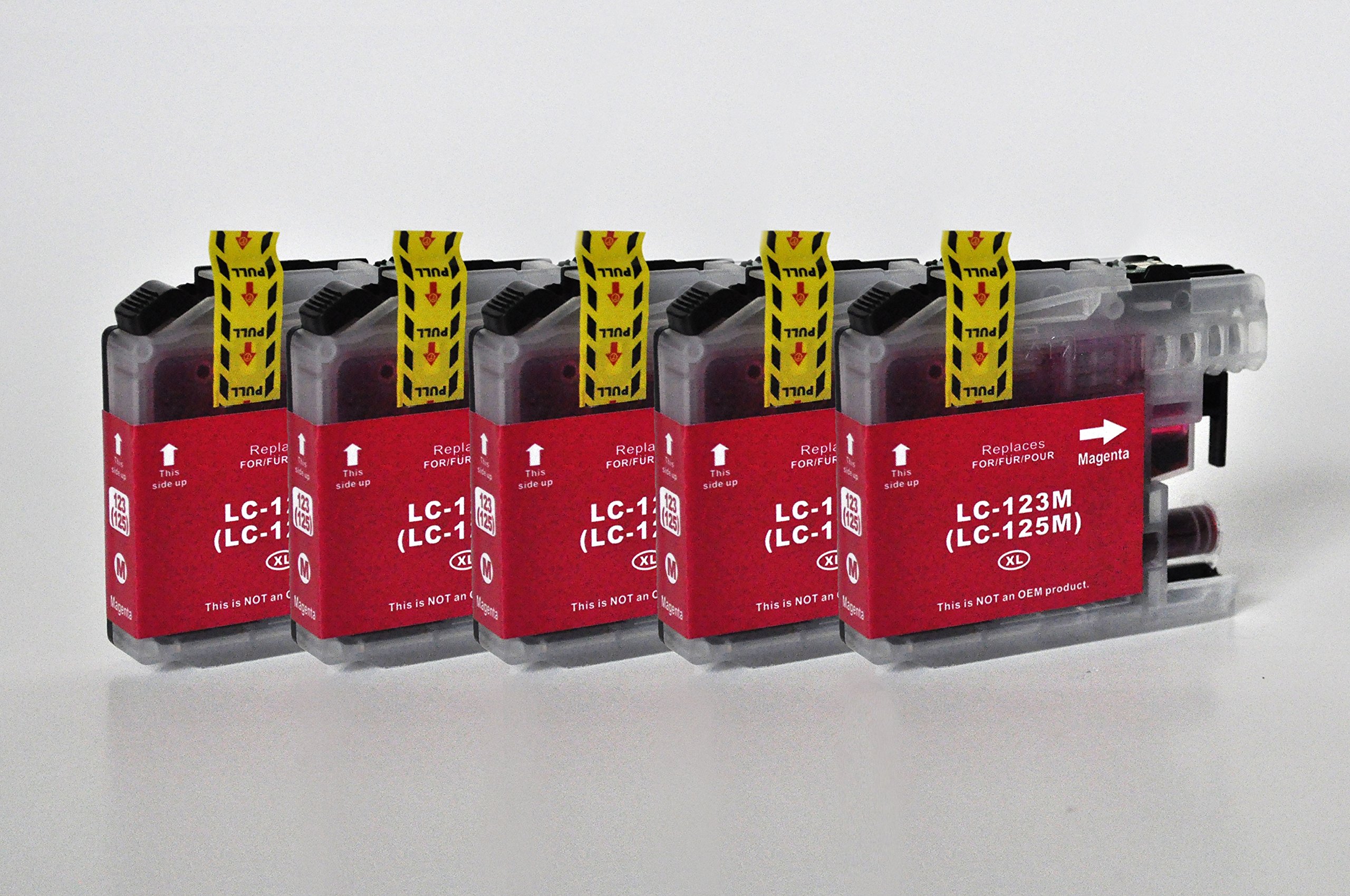 Printing Saver LC-123/LC-125 pack of 5 MAGENTA compatible ink cartridges for DCP-J132W DCP-J152W DCP-J552DW DCP-J4110DW MFC-J470DW MFC-J4410DW MFC-J4510DW MFC-J4610DW MFC-J6520DW MFC-J6920DW