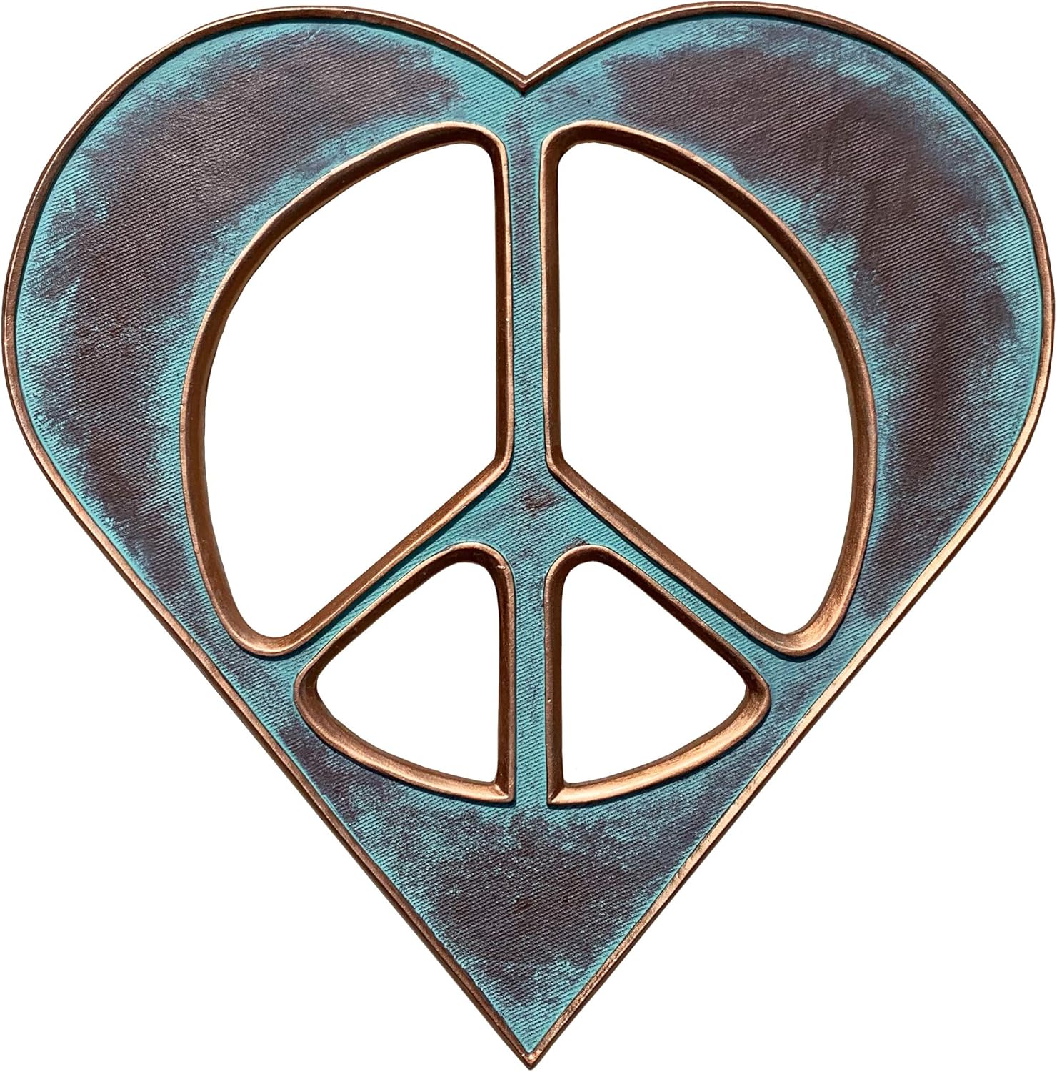 Heart/Peace Sign Wall Decor Art - 12" Rustic Hippie Love Plaque