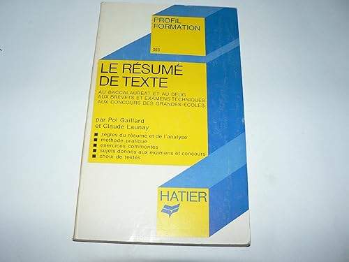 Download Le Résumé de texte : au baccalauréat et au DEUG, aux brevets et examens techniques, aux concours des grandes écoles PDF