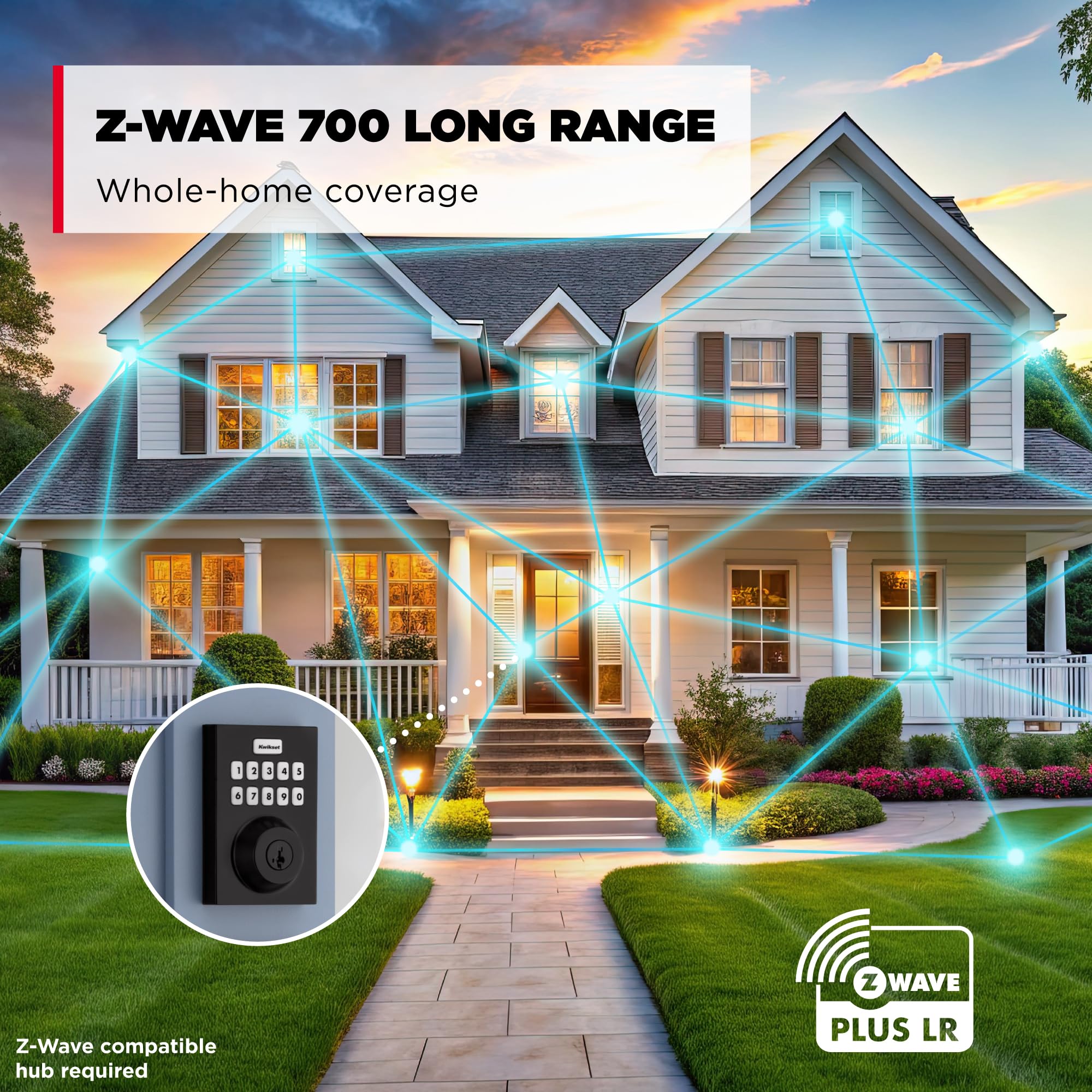 Kwikset HomeConnect 620 Z-Wave Long Range Enabled Keypad Smart Lock Convenient Keyless Entry, Customizable User Codes, Ring Alarm Compatible, Hub Required, Sold Separately Matte Black Contemporary