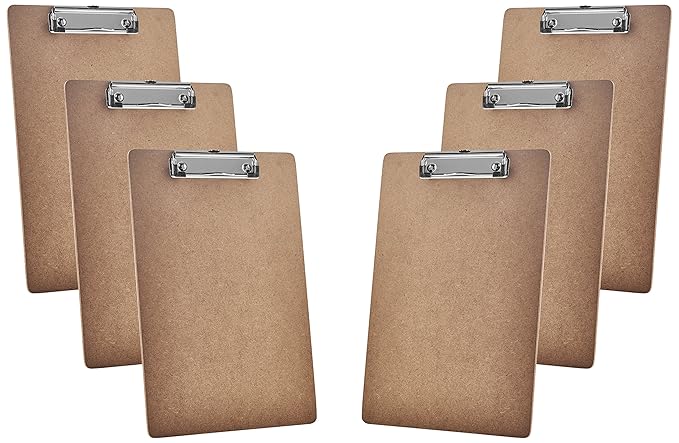 Acrimet Hartfaser Klemmbrett Buchstabe Größe A4 33 x 23 cm (6 Pack) Holzfaser