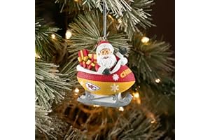 FOCO - NFL 4" Football Sleigh Resin Xmas Christmas Holiday Tree Hanging Ornament (Kansas City Chiefs)