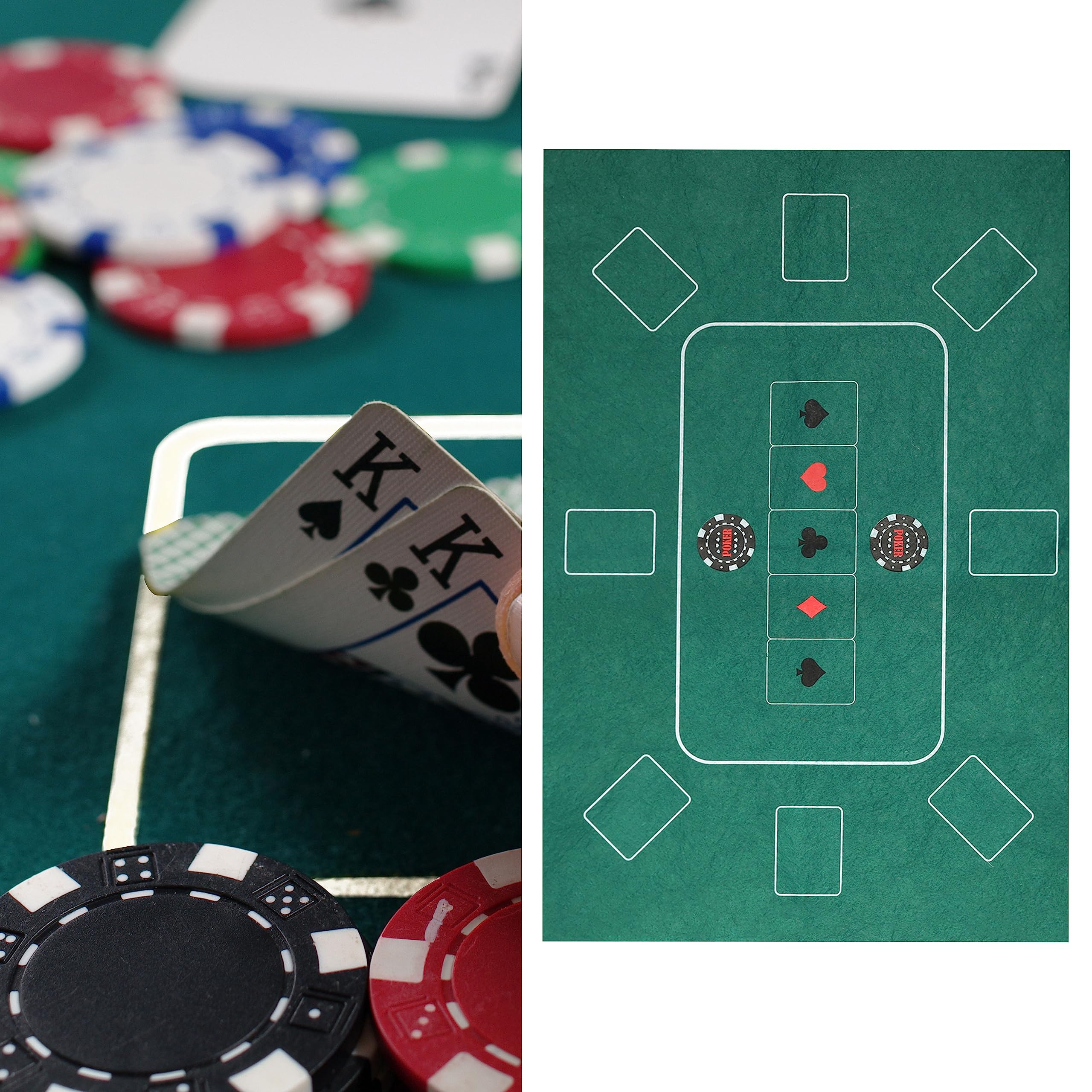 Cepewa Poker Table Cover │ 60 x 90 cm 100% Polyester Felt Green Printed │ Foldable Poker Mat
