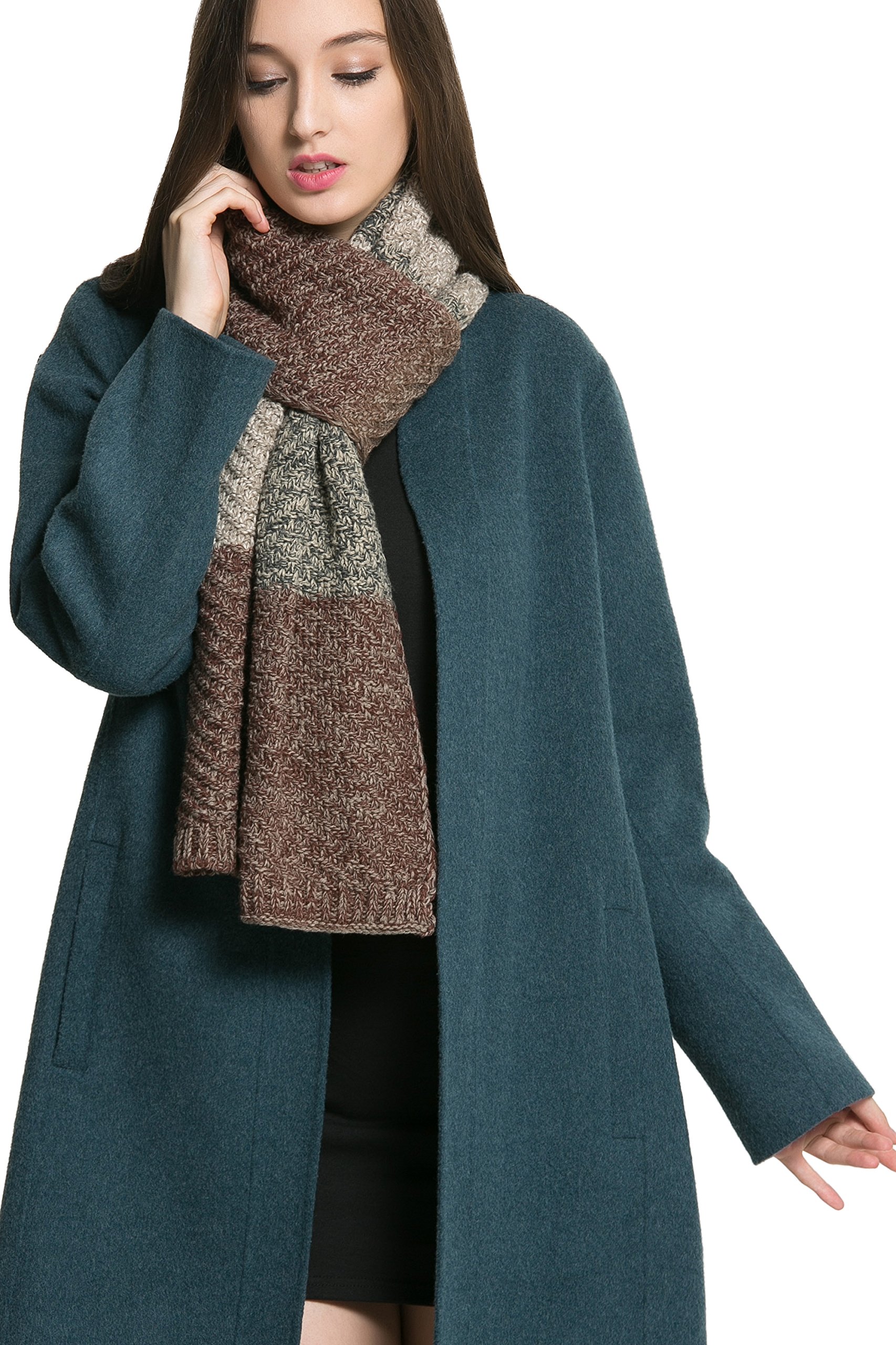 Women Men Winter Thick Cable Knit Wrap Chunky Warm Scarf All Colors Cont Brown K
