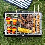 George Foreman Portable Charcoal BBQ, Lightweight, Foldable, Black view 2