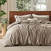 Bedsure 100% Washed Cotton Duvet Cover King Size - Light Brown Minimalist Cotton Duvet Cover Linen Like for All Seasons - GentleSoft™ Plain Simple Bedding, 3 Pieces (Light Brown, King, 104"x90")