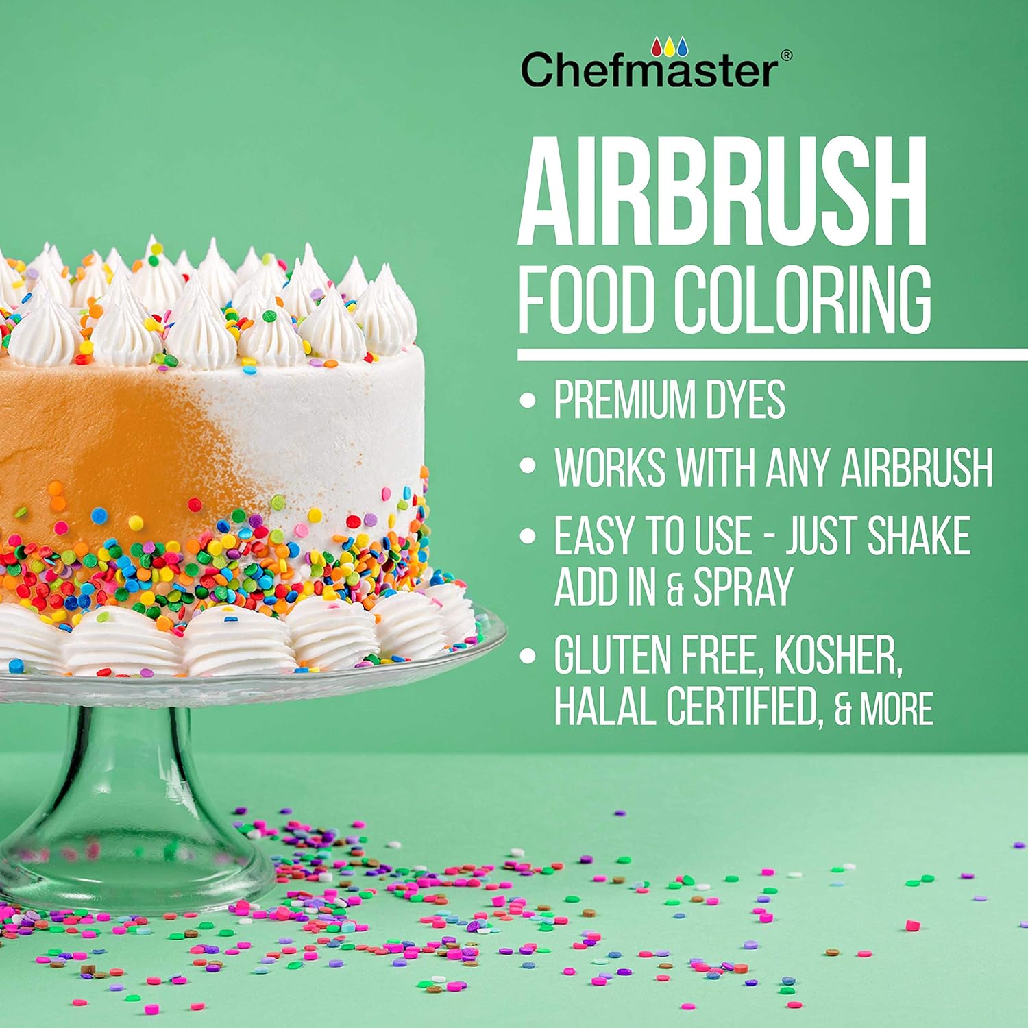 Master Airbrush Cake Decorating Airbrushing System Kit with a Gravity Feed Airbrush, Set of 12 Chefmaster Food Colors, Pro Cool Runner II Dual Fan Air Compressor - Hose, Holder, How To Guide, Cupcakes: Home & Kitchen
