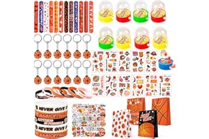 122pcs Basketball Birthday Party Favors, Basketball Party Keychain Gift Bags Slap Bracelets Sticker etc Basketball Goodie Bag