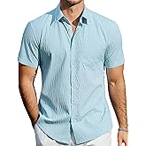 VATPAVE Mens Casual Button Down Short Sleeve Shirt Tropical Textured Summer Shirt Beach Hawaiian Shirts with Pocket