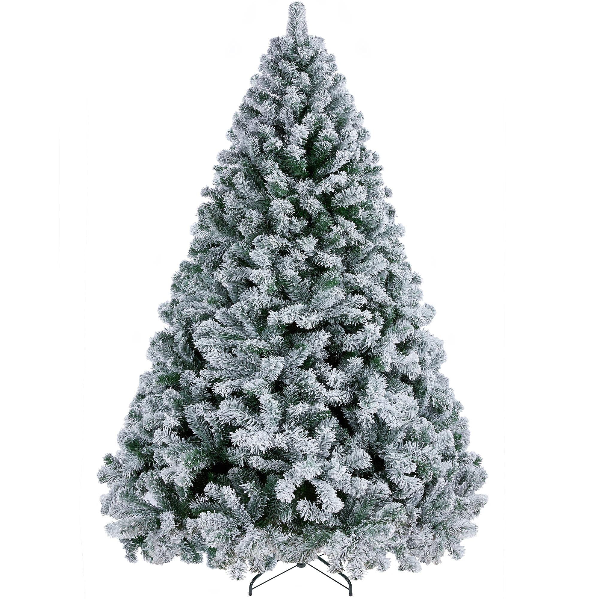 Photo 1 of ***STOCK PHOTO FOR REFERENCE ONLY*** Yaheetech 7.5ft Premium Snow Flocked Hinged Artificial Christmas Fake Spruce Full Tree for Home Office Party Decoration with 1284 Branch White Snow Tips and Metal Stand