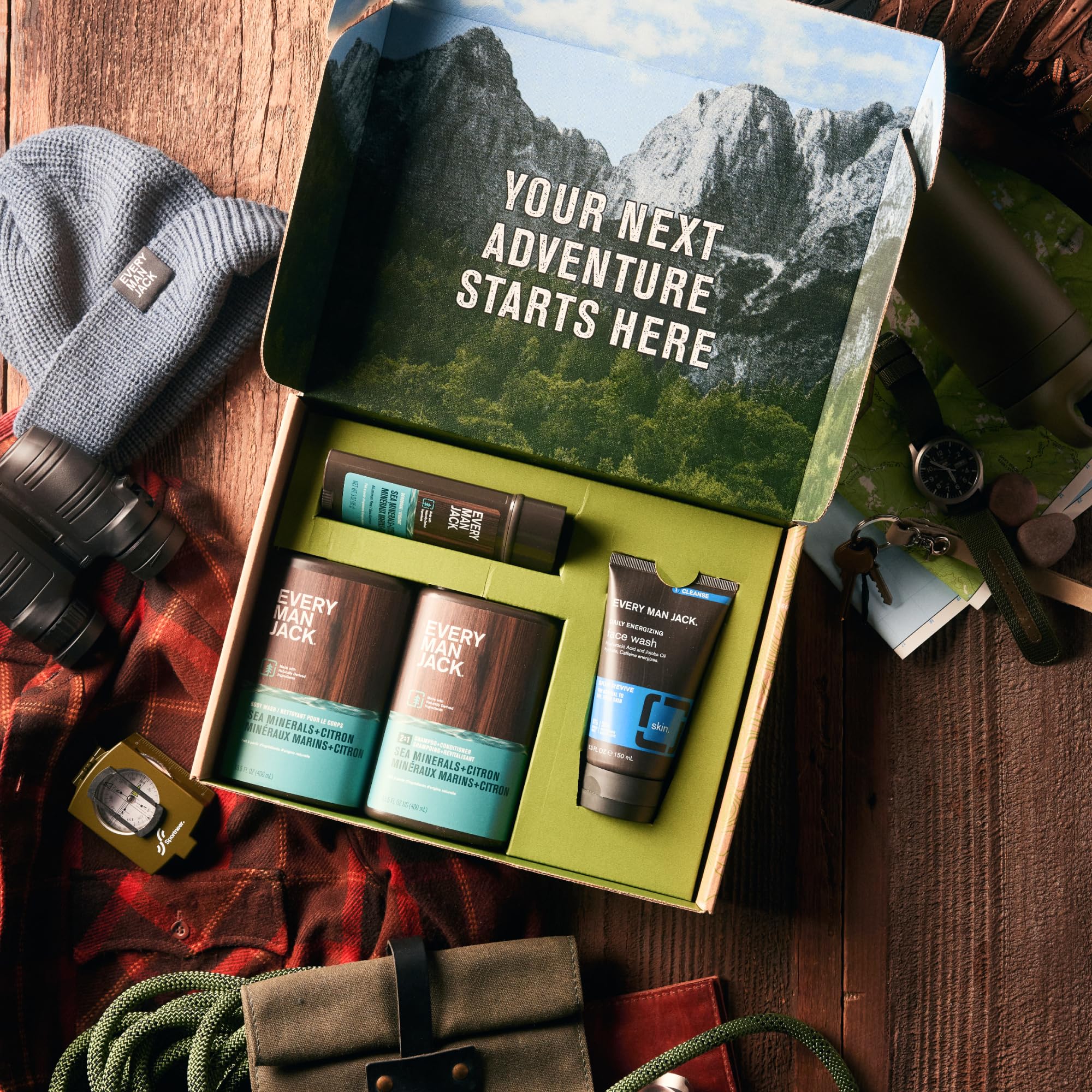 Every Man Jack Men’s Sea Minerals + Citron Bath and Body Gift Set - Clean Ingredients & Sea Minerals and Citron Scent - Round Out His Routine with Body Wash, 2-in-1 Shampoo, Deodorant & Face Wash