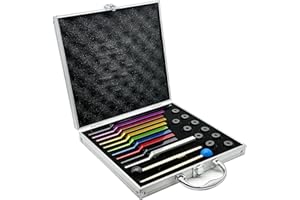 Lrowvenu Solfeggio Tuning Forks Set, 10 pcs Unweighted Colorful Solfeggio Tuning Forks, Aluminum Alloy With 2 Rubber Mallet, Cleaning Cloth and Exquisite Aluminum Box.